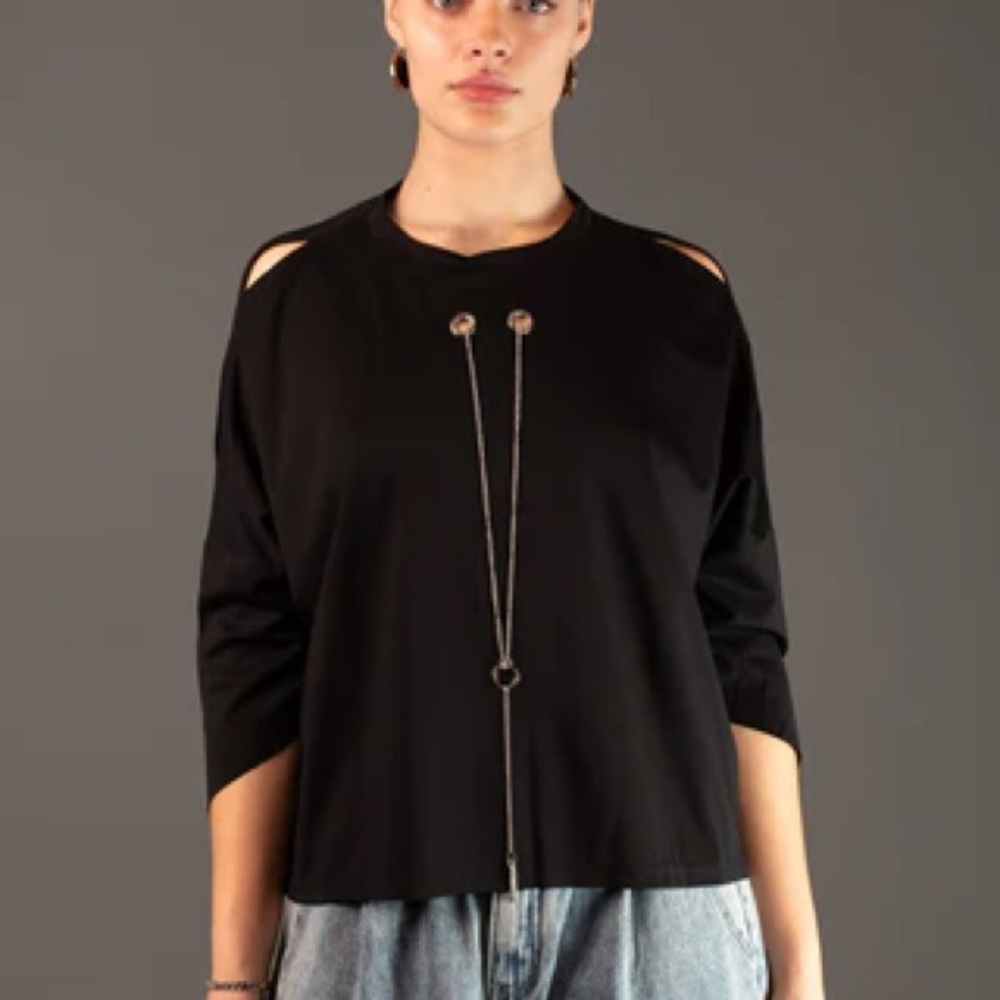 Kate Hewko Cut Out Zip Women's Top with metal Detail
